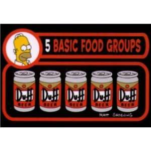  Simpsons 5 Basic Food Groups Duff Magnet SM915 Kitchen 
