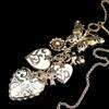 vintage antique style gold gp multi charm pendant long necklace 