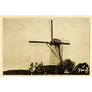 1911 Print Delft Holland Antique Windmill Architecture Historic Image 