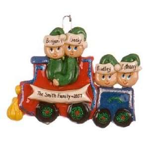 Personalized Train Family   5 Christmas Ornament 