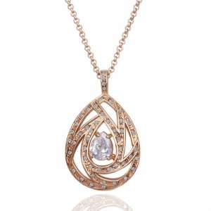  Rose Gold Hollow Inlaid Crystal Exquisite 18k Gold Plated Necklace 