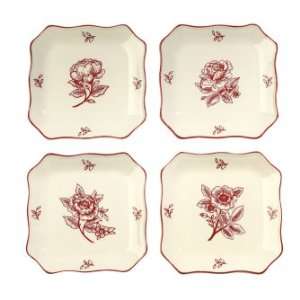  Andrea by Sadek 4 Assorted 6.25 Square Plates Woodland 