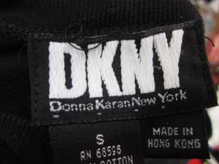 DKNY Black Cropped Crew Neck Short Sleeved Top Tee Sz S  