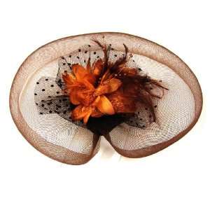   Mesh Fascinator Veil Hair Clip/ Cocktail Hat   Brown 