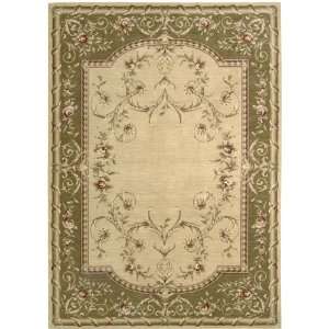  Ashton House Collection Beige and Green Floral Wool Area 