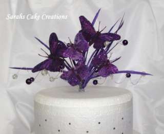 Rich Purple Butterfly Cake Topper   Wedding Birthday Decoration  