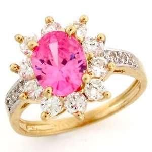    10k Solid Gold Pink CZ October Birthstone Ring Jewelry Jewelry