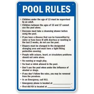  Washington Pool Rules Sign Engineer Grade, 24 x 18 