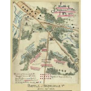  Civil War Map Battle at Dranesville, Va. Decr. 20th, 1861 