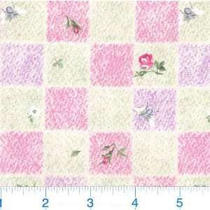  45 Wide Aunt Beas Rose Blocks Pink/Green Fabric By The 
