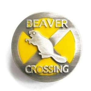  Beaver Crossing Pewter Belt Buckle