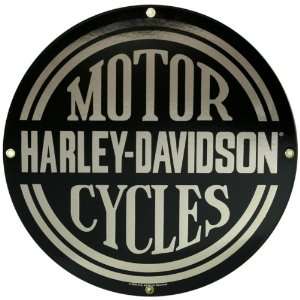 Harley Davidson Classic Round Porcelain Wall Sign   Platinum Color 