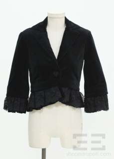 Robert Rodriguez Black Velvet & Lace Cropped Jacket Size 6  