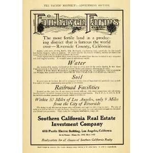 1907 Ad Fairhaven Farms Riverside County California 