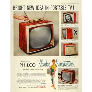  Philco Slender Seventeener Television Thin Portable TV Table Set 