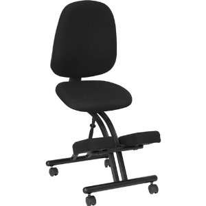  Mobile Ergonomic Kneeling Posture Chair in Black Fabric 