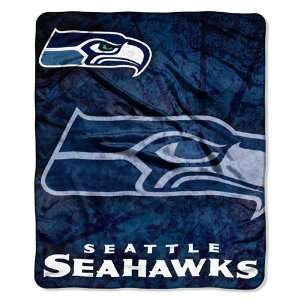   Seahawks NFL Royal Plush Raschel Blanket (Roll Out Series) (50x60
