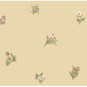 Assorted Flowers Beige Wallpaper by Thomas Kinkade in InspiBeige Home 