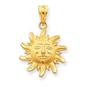  14k Yellow Gold Diamond cut Small Sun Charm Jewelry