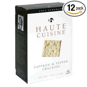 Haute Cuisine Saffron And Pepper Crackers, 4 Ounces (Pack of 12 
