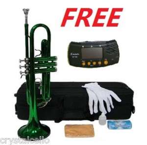 Bb GREEN TRUMPET,CASE,MOUTH PC+GIFT~HOLIDAY SPECIAL  813794017884 
