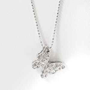  High Gloss Silver Plated Flying Butterfly Charm and Chain 