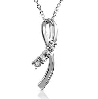 Journey Diamond Ribbon Necklace in Sterling Silver on an 18 Chain 