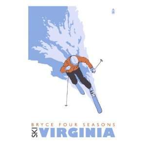 Bryce Four Seasons, Virginia, Stylized Skier Premium Poster Print 