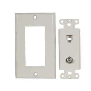  SF Cable, F Coupler/RJ11 Wall Plate Decora Type White 