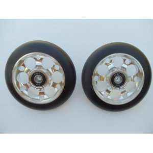  and Black Drilled Metal Core Scooter Wheels with Bearings (2 Wheels 