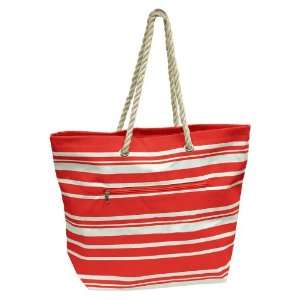  Stripe Shopping Beach Daily Tote  RED
