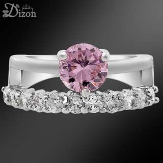 Mothers Day gift ROUND CUT PINK SAPPHIRE WHITE GOLD GP RING SIZE 8 Q 