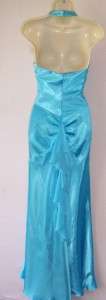 BETSY ADAM Blue Halter Formal Evening Gown Dress 8 NWT  