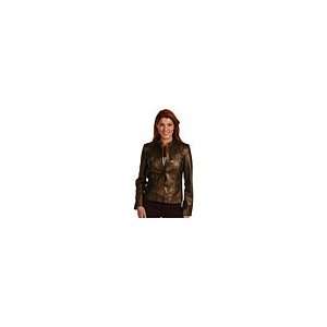   Klein Faux Leather Jacket w/ Pockets Womens Jacket 