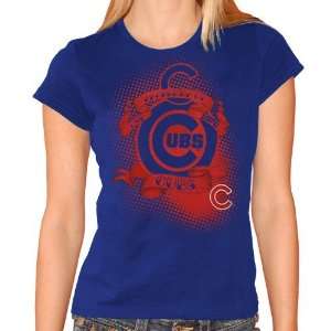  Chicago Cubs Ladies Royal Blue Dot Matrix T shirt Sports 