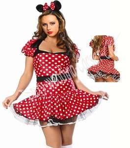   Red Halloween Costume Outfit + Belt Womens Minnie Mouse Party Fancy