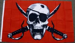 3X5 RED PIRATE FLAG CRIMSON SKULL & CROSS SWORDS BANNER JOLLY ROGER 
