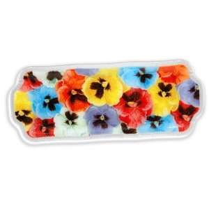  Peggy Karr Pansy Collage Handmade Art Glass Three section 