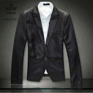 Korean Fashion Mens Tuxedo One Button Jacket Blazer Black/White 
