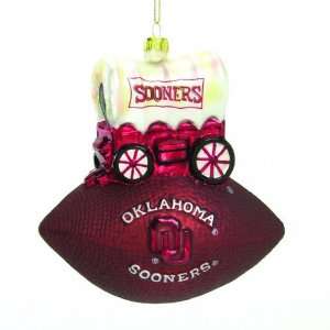   Oklahoma Sooners 6 Glass Mascot Football Ornament