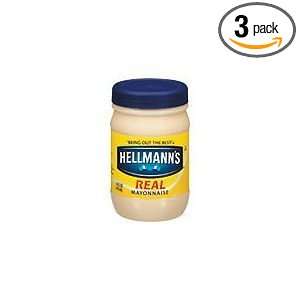 Hellmanns Real Mayonnaise, 15 Ounce Jars (Pack of 3)  