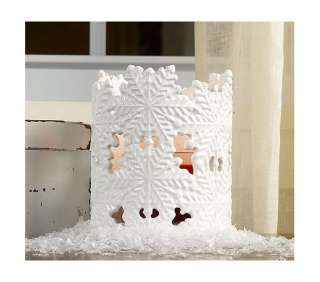 Slatkin & Co Ceramic Small Snowflake Hurricane w/4 oz Frosted 