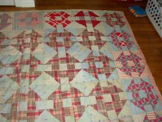 RARE c1920 9 PATCH / HOLE IN THE BARN DOOR 2 SIDE QUILT  