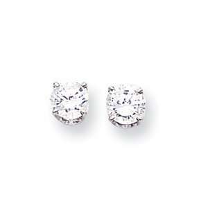  14k White Gold Round Stud Earring Mountings Jewelry