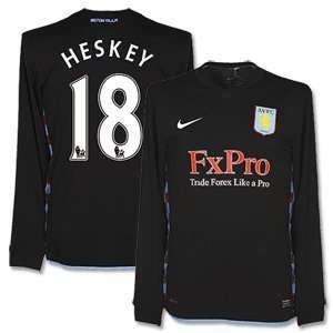   Aston Villa Away L/S Jersey + Heskey 18 