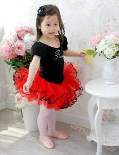 Red&BLK Girl Child Ballet Dance Party Dress Tutu L XXXL  