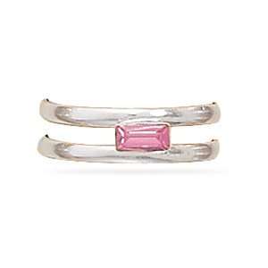  CleverSilvers Toe Ring With Pink Crystal CleverSilver 