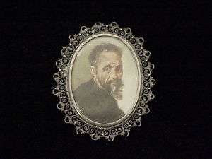 Antique 800 Silver Michelangelo Miniature Painting Pin  