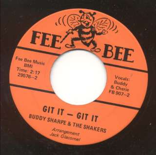 BUDDY SHARPE & THE SHAKERS on FEE BEE, 45 RPM, R&R  