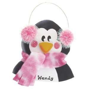  Personalized Penguin Pink Christmas Ornament